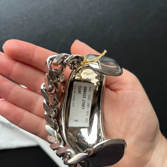 NWT Alexander McQueen Molten Chain Cuff Bracelet Silver Sz Small - Picture 15 of 16